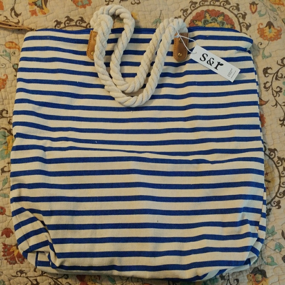 Navy stripe tote